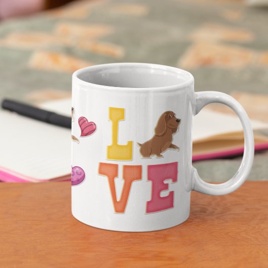 Custom Cute Valentijnsdag Dachshund Hondenliefhebb Koffiemok