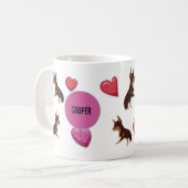 Custom Cute Valentijnsdag Doberman Hondenliefhebbe Koffiemok (Voorkant links)