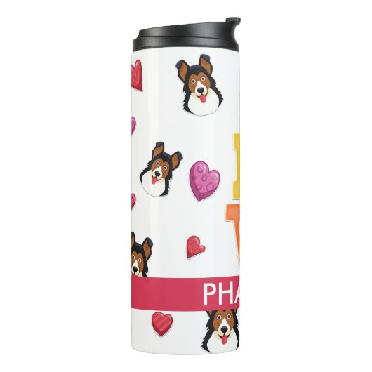 Custom Cute Valentijnsdag German Shepherd Dog Thermosbeker (Gedraaid links)