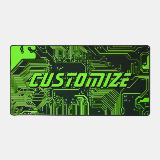 Custom Cyber Green PCB Circuit Board Tech Art Bureaumat (Voorkant)
