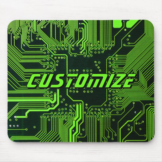 Custom Cyber Green PCB Circuit Board Tech Art Muismat (Voorkant)