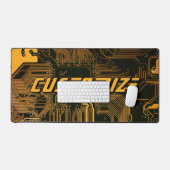 Custom Cyber Orange PCB Circuit Board Tech Art Bureaumat (Keyboard & Muis)