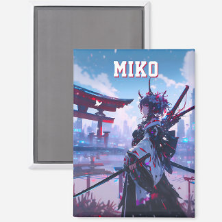 Custom Cyberpunk Anime Japanese Miko Torii Gate Magneet