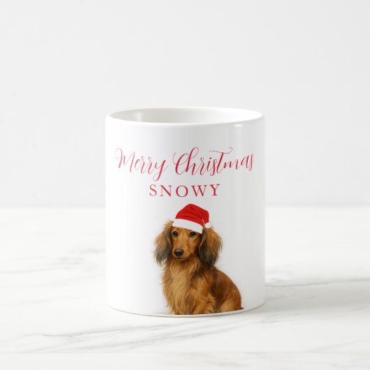 Custom Dachshund Dog with Santa Hat Christmas Koffiemok (Center)