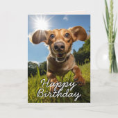Custom Dachshund Happy Birthday Kaart (Voorkant)