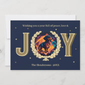 Custom Dachshund Hond Navy Gold Joy Christmas Feestdagenkaart (Voorkant)