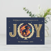 Custom Dachshund Hond Navy Gold Joy Christmas Feestdagenkaart (Staand voorkant)