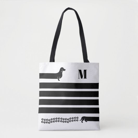 Custom Dachshund Monogram Tote Bag (Voorkant)