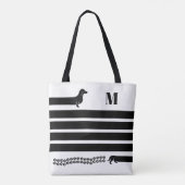 Custom Dachshund Monogram Tote Bag (Achterkant)