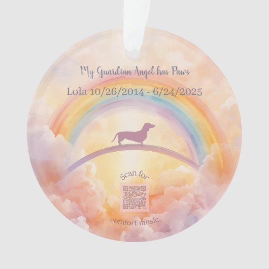 Custom Dachshund Rainbow Bridge Ornament (voorkant)