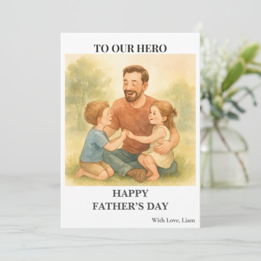 Custom Dad en Kinder - Vaderdag Kaart (Staand voorkant)