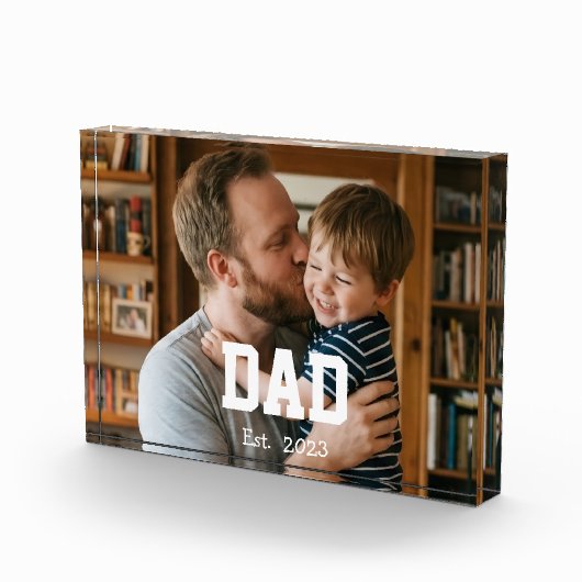 Custom Dad Established Modern Bold Text Fotoblokken (Rechts)
