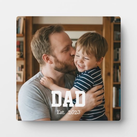Custom Dad Established Modern Bold Text Fotoplaat (Voorkant)
