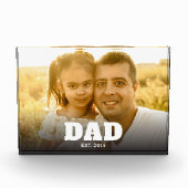 Custom Dad Established Modern Bold Text Photo Fotoblokken (Voorkant)