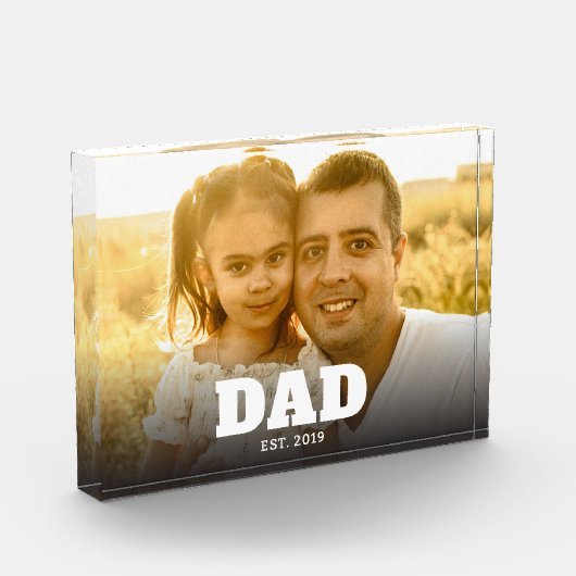 Custom Dad Established Modern Bold Text Photo Fotoblokken (Links)