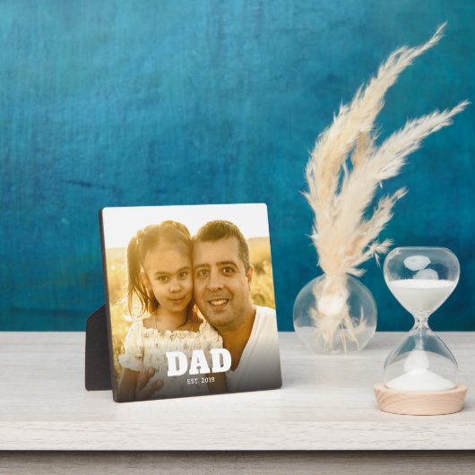 Custom Dad Established Modern Bold Text Photo Fotoplaat (Insitu)