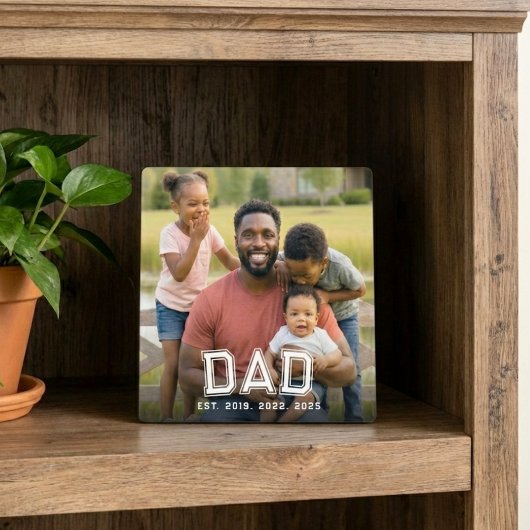 Custom Dad Established Modern Bold White Photo Fotoplaat