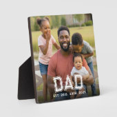 Custom Dad Established Modern Bold White Photo Fotoplaat (Voorkant)