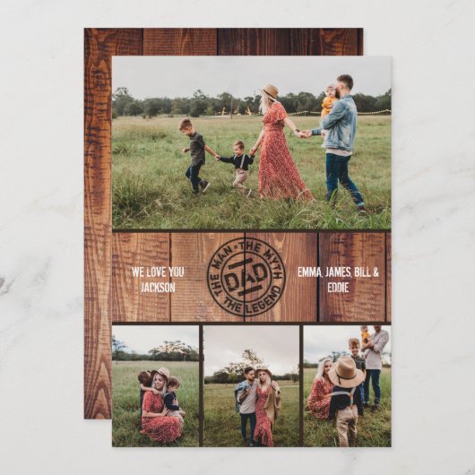 Custom Dad Het Man Myth Legend Foto Vaderdag Feestdagenkaart (Voorkant / Achterkant)