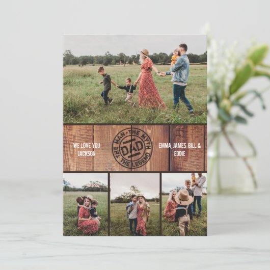 Custom Dad Het Man Myth Legend Foto Vaderdag Feestdagenkaart (Staand voorkant)