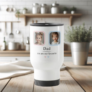 Custom Dad met 2 Kinder foto's Je bent onze favori Reisbeker