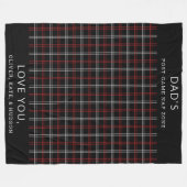 Custom Dad Red Black Plaid Funny Nap Zone Fleece Deken (Voorkant (Horizontaal))