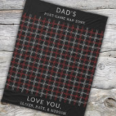 Custom Dad Red Black Plaid Funny Nap Zone Fleece Deken
