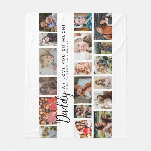 Custom Daddy 18 Photo Collage Fleece Deken (Voorkant)