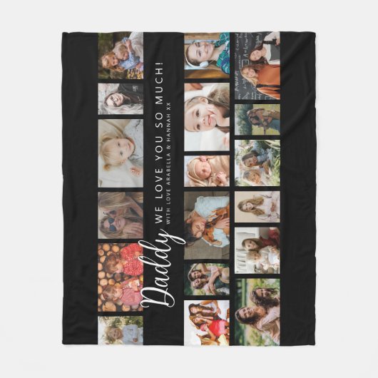 Custom Daddy 18 Photo Collage Fleece Deken (Voorkant)