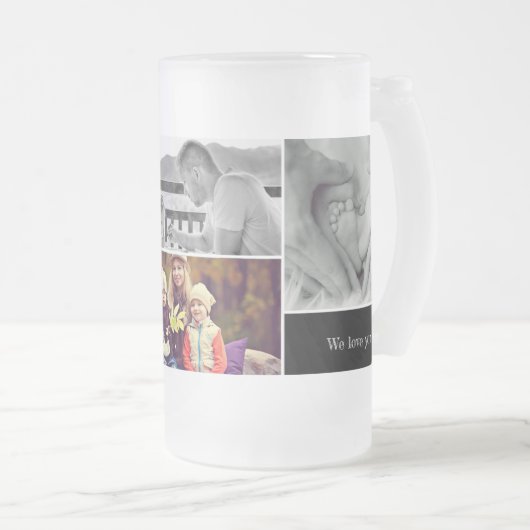 Custom daddy foto collage blauw matglas bierpul (Voorkant rechts)