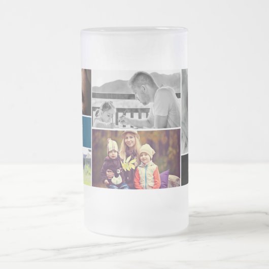 Custom daddy foto collage blauw matglas bierpul (Center)