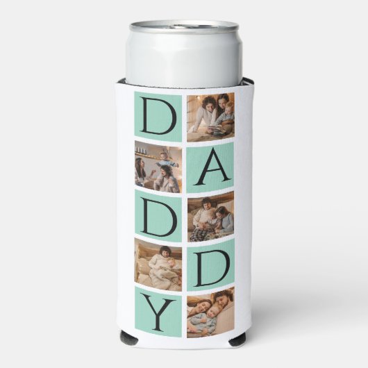 Custom Daddy Photo Collage Cooler – Modern 5-Foto (Seltzer Voorkant)