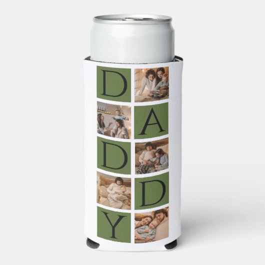 Custom Daddy Photo Collage Cooler – Modern 5-Foto (Seltzer Voorkant)