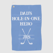Custom Dad's Hole-in-One Hero Initialen Blue&White Golfhanddoek (Voorkant)