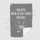 Custom Dad's Hole-in-One Hero Initialen Grey&White Golfhanddoek (Insitu)