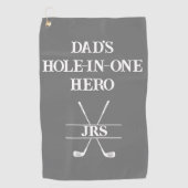 Custom Dad's Hole-in-One Hero Initialen Grey&White Golfhanddoek (Voorkant)