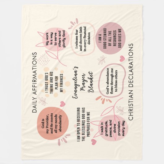 Custom Daily Affirmations Christian Bible Verse Fleece Deken (Voorkant)