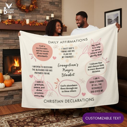 Custom Daily Affirmations Christian Bible Verse Fleece Deken