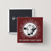 "Custom Dairy Boerderij Name Funny Milk Cow Advert Vierkante Button 5,1 Cm (Voorkant /achterkant)