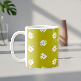 Custom Daisy Mug with Name for Women, Female Daisy Koffiemok