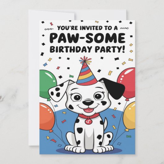 Custom Dalmatian birthday Invitation card Kaart (Voorkant)