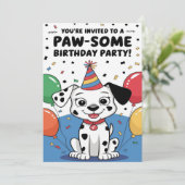 Custom Dalmatian birthday Invitation card Kaart (Staand voorkant)