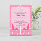 Custom Damask and Chandelier Bridal Tea Party Kaart (Staand voorkant)