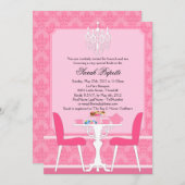 Custom Damask and Chandelier Bridal Tea Party Kaart (Voorkant / Achterkant)