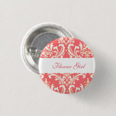 Custom Damask Wedding Bloemenmeisje Buttonnen Ronde Button 3,2 Cm (Voorkant /achterkant)