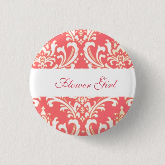 Custom Damask Wedding Bloemenmeisje Buttonnen Ronde Button 3,2 Cm (Voorkant)