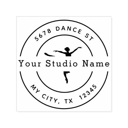 Custom Dance Studio Rond Retouradres Zelfinktende Stempel (Design)