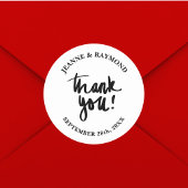 Custom dank u chique kalligrafie bruiloft gunst ronde sticker