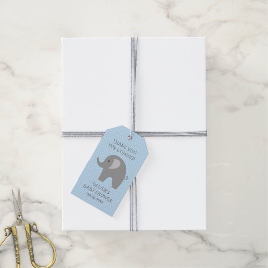 Custom dank u olifant babyshower partij gunst cadeaulabel (Met Touw)
