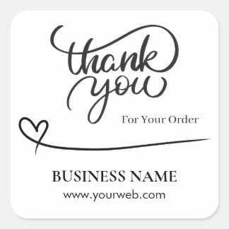 Custom dank u voor uw bestelling business vierkante sticker